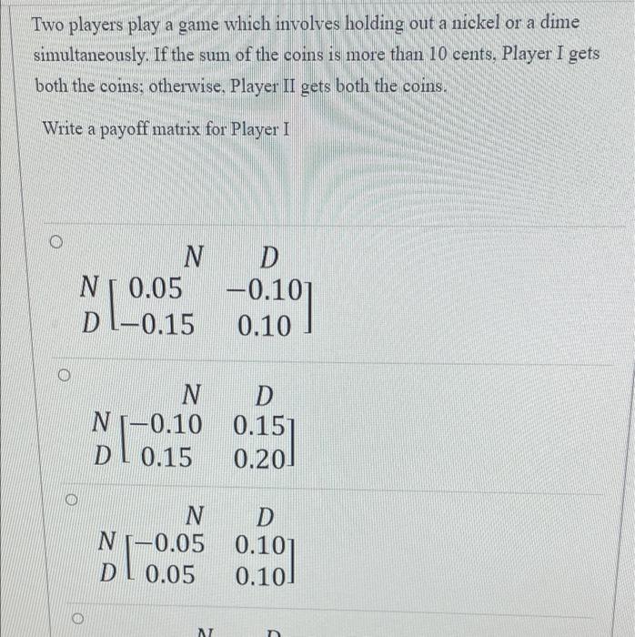 Solved Two players play a game which involves holding out a | Chegg.com