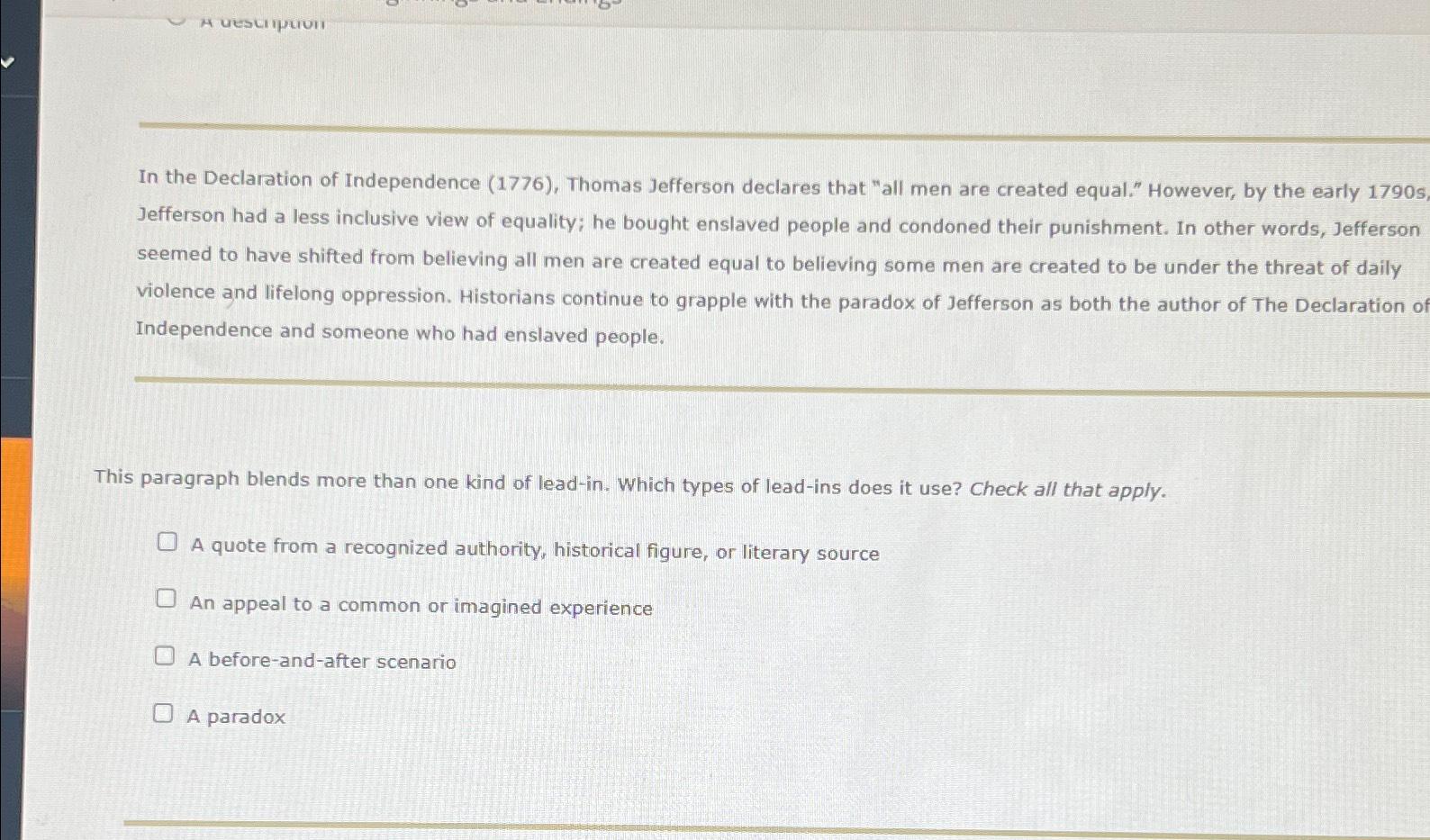 Solved In the Declaration of Independence (1776), ﻿Thomas | Chegg.com