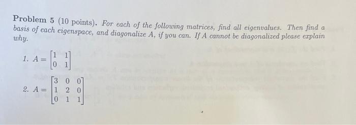 Solved Problem 5 (10 points). For each of the following | Chegg.com