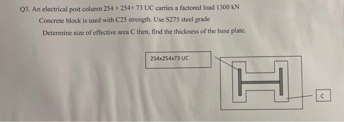 Solved Q3. An electrical post column 254 x 254x 73 UC | Chegg.com