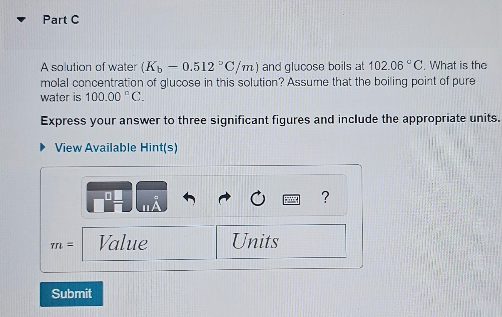 Solved Part CA Solution Of Water | Chegg.com