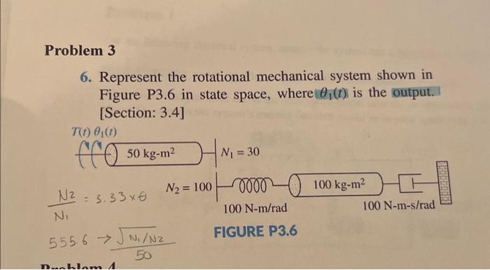 6. Represent the rotational mechanical system shown | Chegg.com