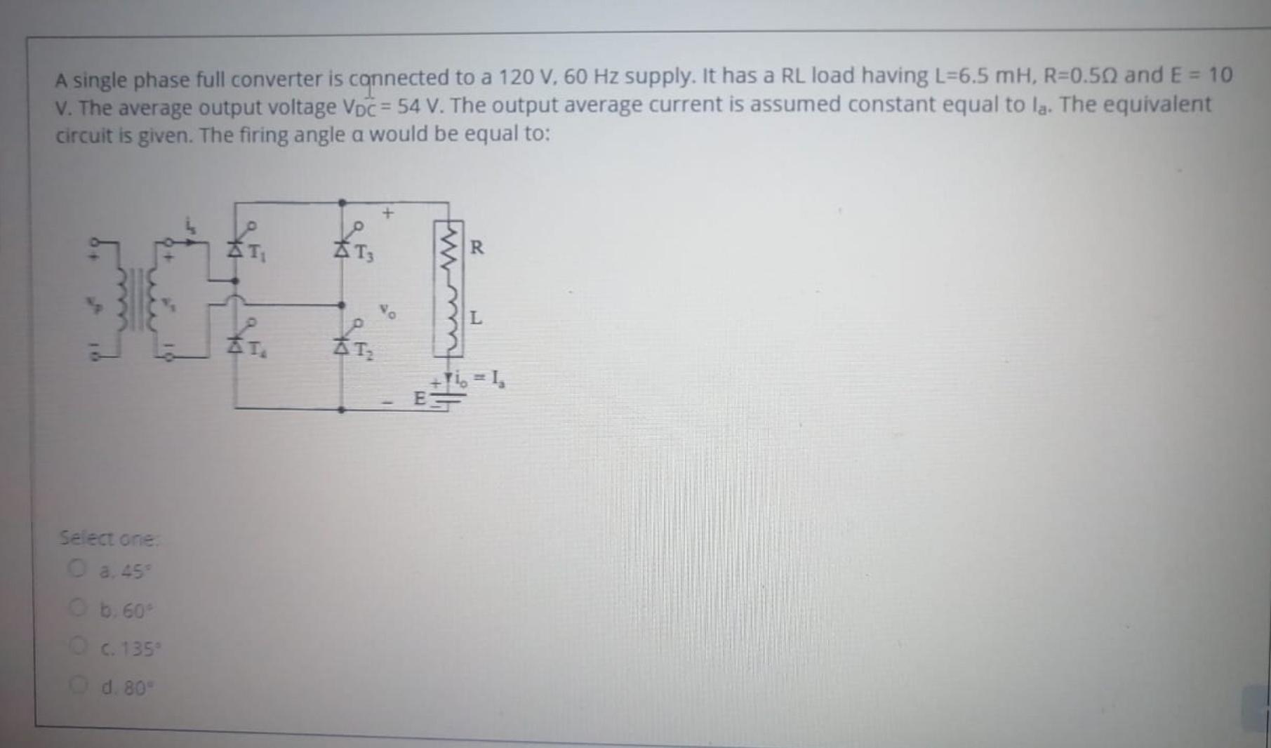 Solved A single phase full converter is connected to a 120 | Chegg.com