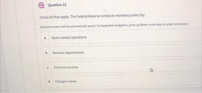 Solved Check All That Apply. The Federal Reserve Conducts | Chegg.com