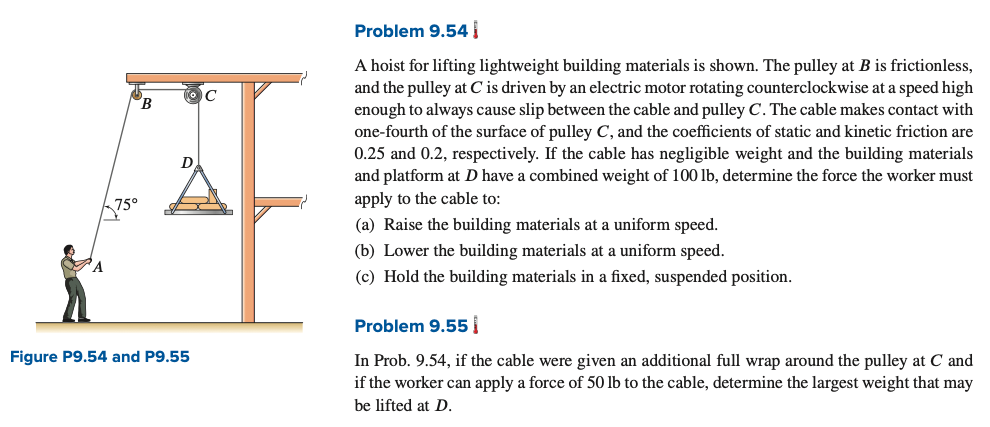 Solved Problem 9.54A hoist for lifting lightweight building | Chegg.com