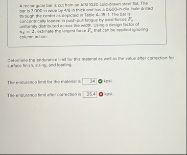 Solved A rectangular bar is cut from an AISI 1020 | Chegg.com