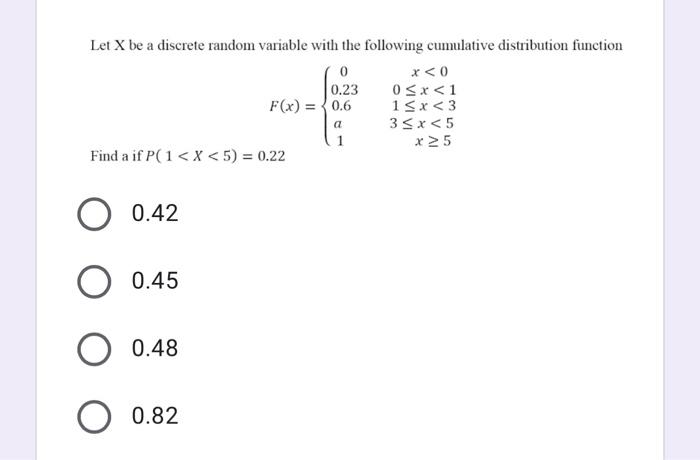 Solved Let X be a discrete random variable with the | Chegg.com