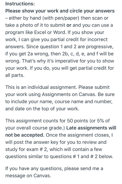 Solved Instructions: Please show your work and circle your | Chegg.com
