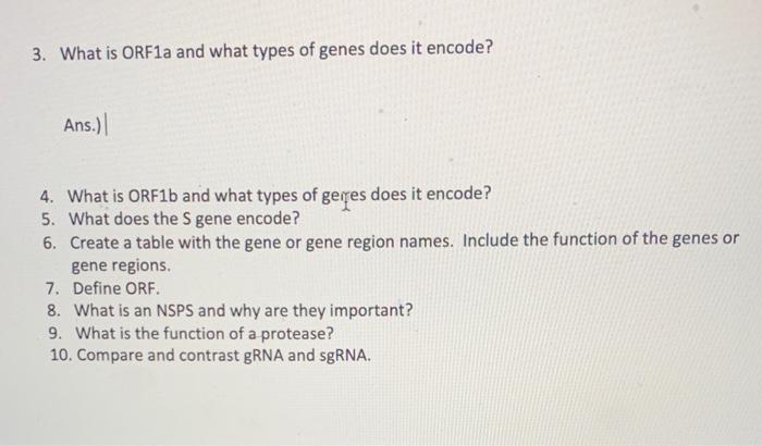 3. What is ORF1a and what types of genes does it | Chegg.com