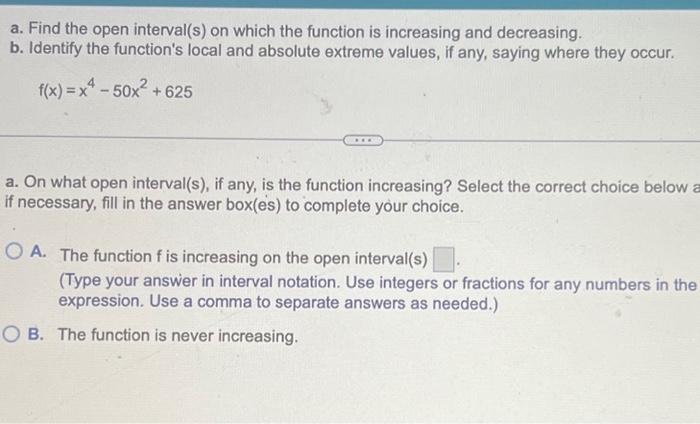 Solved a. Find the open interval(s) on which the function is | Chegg.com