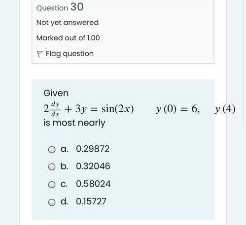 Solved Question 30 Not yet answered Marked out of 1.00 P | Chegg.com