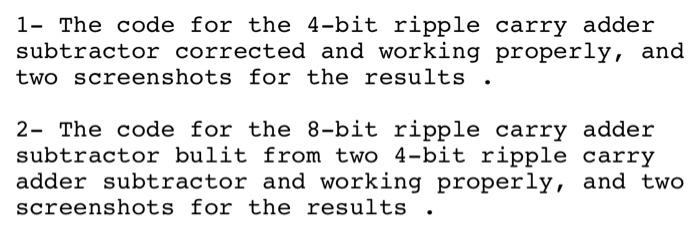 Solved 1- The code for the 4-bit ripple carry adder | Chegg.com