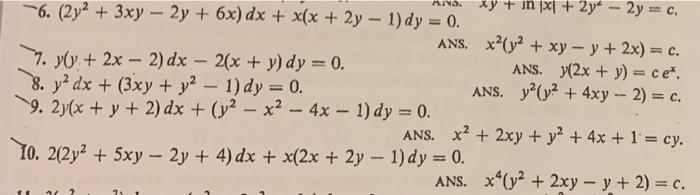 Solved Y X1 2y 2y C 6 2y2 3xy 2y 6x Dx Chegg Com