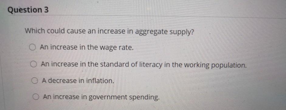 Solved Question 1 Which could cause an increase in aggregate | Chegg.com