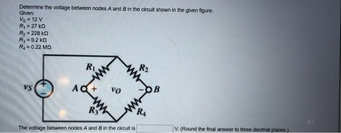 Solved Determine the voltage between nodes A and B in the | Chegg.com