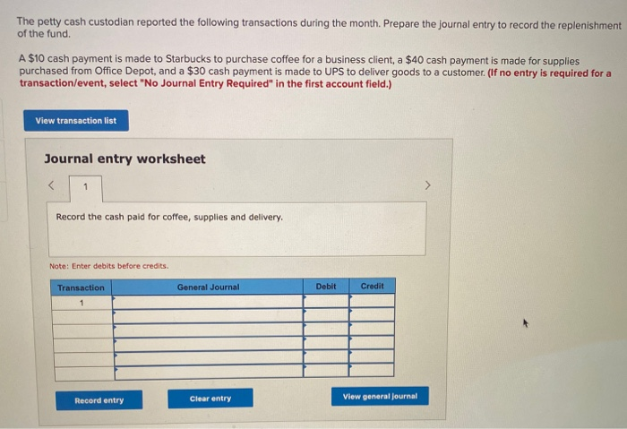 Solved The petty cash custodian reported the following ...