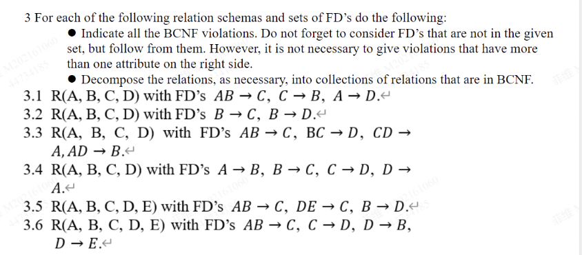 Solved 3 For Each Of The Following Relation Schemas And Sets | Chegg.com