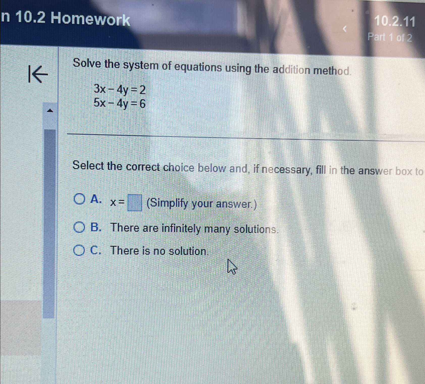 Solved Solve the system of equations using the addition | Chegg.com