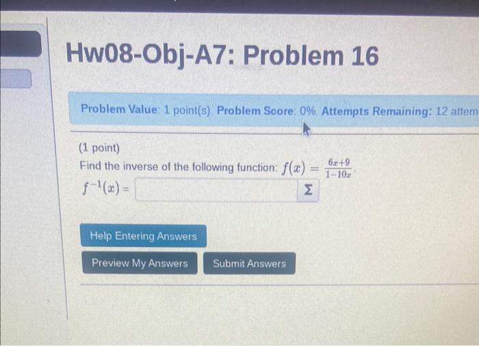 Solved Hw08-Obj-A7: Problem 1 Problem Value: 1 Point(s). | Chegg.com