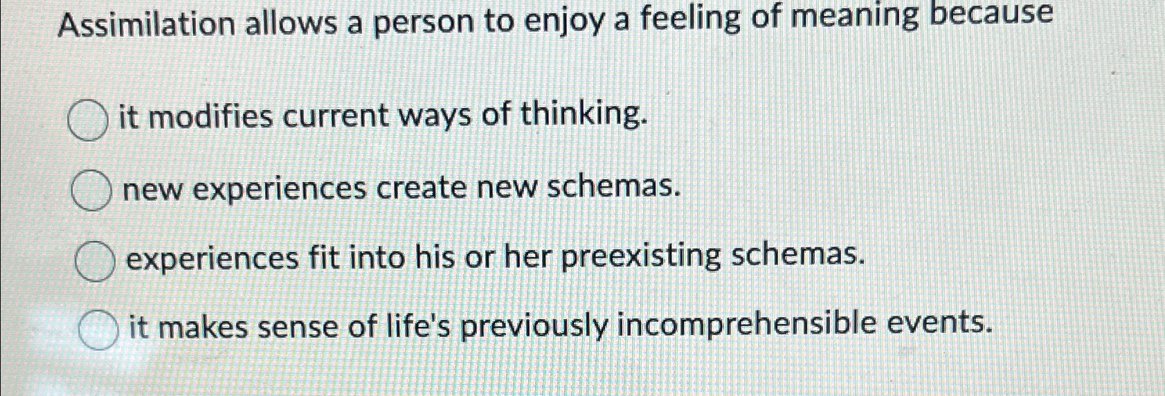 Solved Assimilation allows a person to enjoy a feeling of | Chegg.com