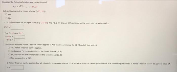 Solved Consider the following function and closed interval | Chegg.com