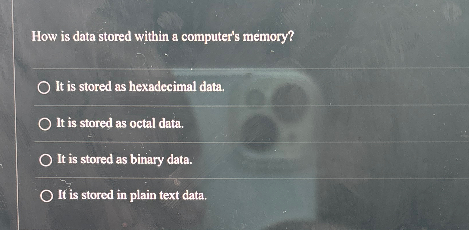 Solved How is data stored within a computer's memory?It is | Chegg.com