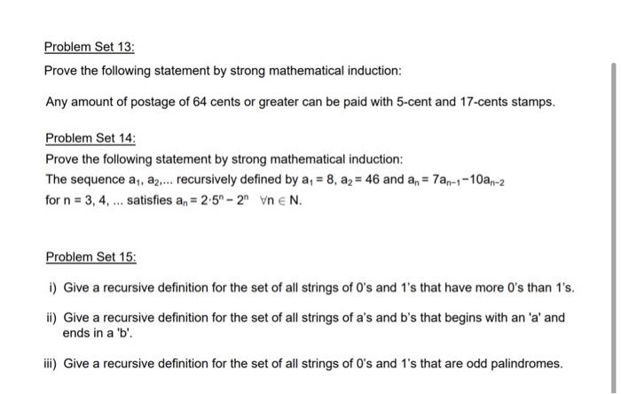 Solved Problem Set 13: Prove The Following Statement By | Chegg.com