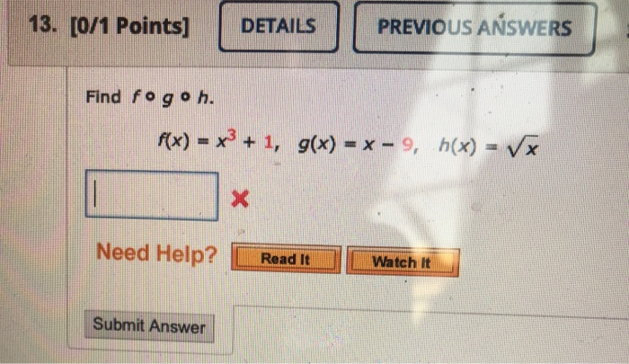 Solved 13. [0/1 Points] DETAILS PREVIOUS ANSWERS Find fogoh. | Chegg.com