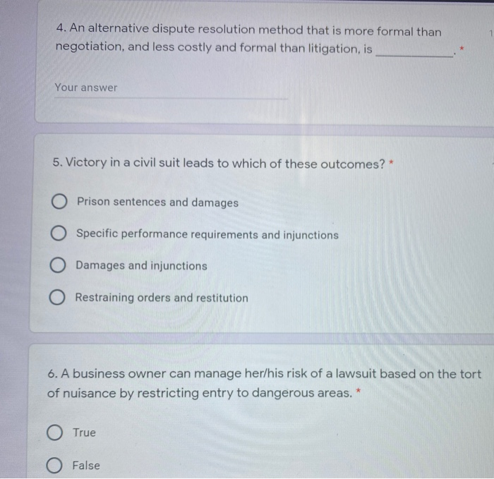 Solved 4. An Alternative Dispute Resolution Method That Is | Chegg.com