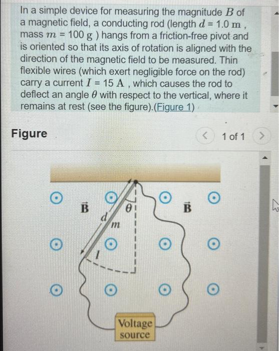 Solved In A Simple Device For Measuring The Magnitude B Of A | Chegg.com