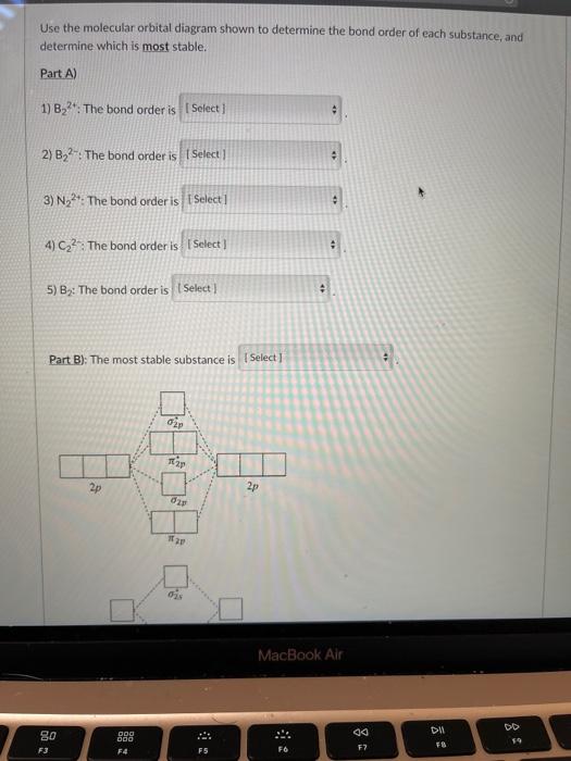 Solved Use the molecular orbital diagram shown to determine | Chegg.com