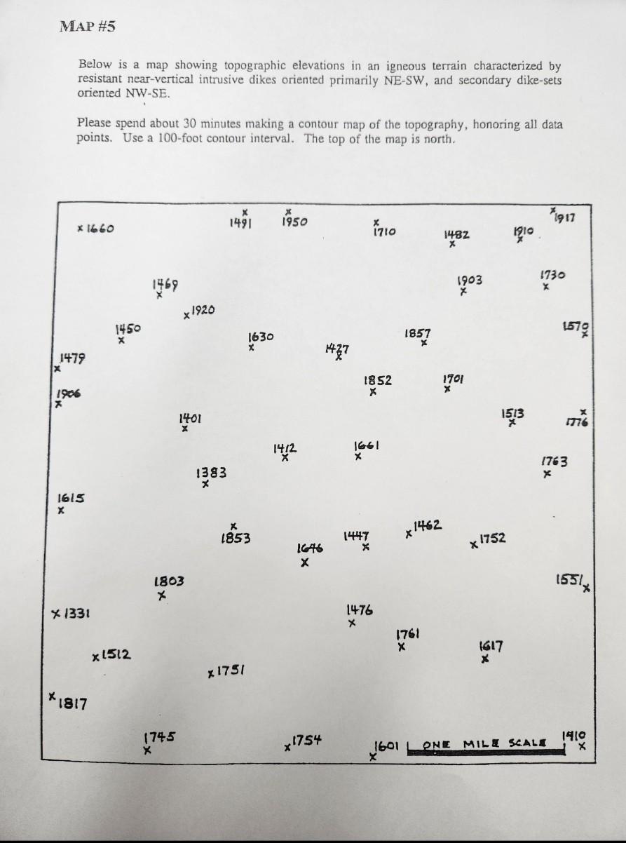 Solved Below Is A Map Showing Topographic Elevations In An | Chegg.com