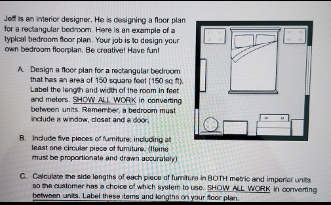 Jeff is an interior designer. He is designing a floor | Chegg.com