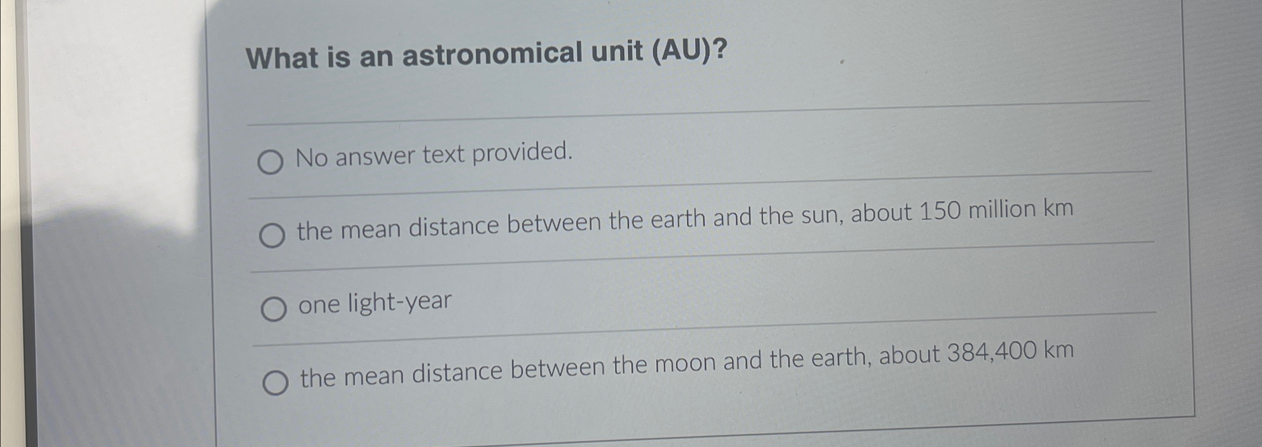 Solved What Is An Astronomical Unit Au No Answer Text Chegg