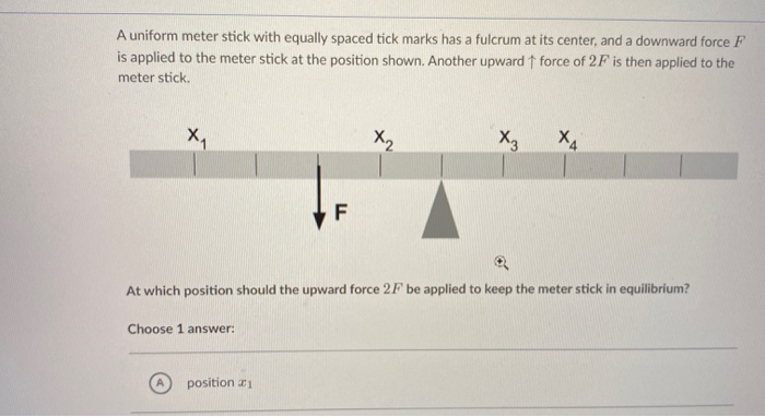 Solved A uniform meter stick with equally spaced tick marks | Chegg.com
