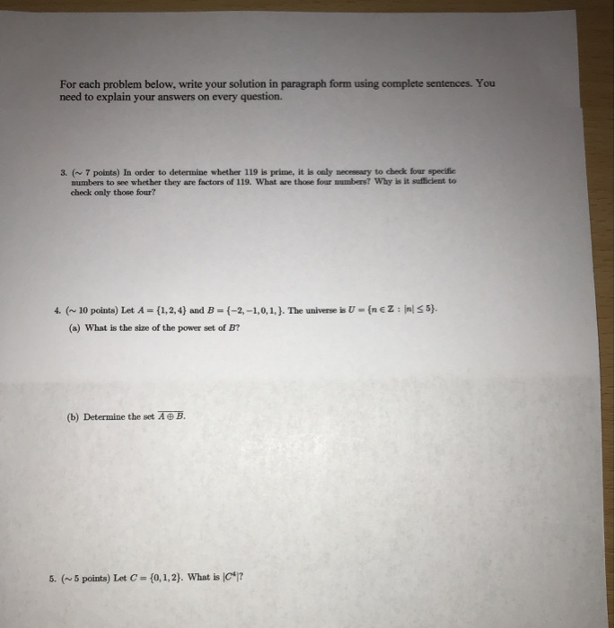 Solved For each problem below, write your solution in | Chegg.com