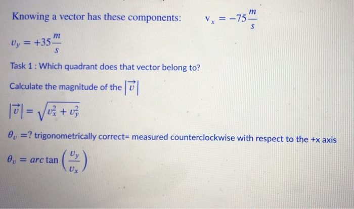 Solved ከዝ Knowing A Vector Has These Components Vx 75 Chegg Com