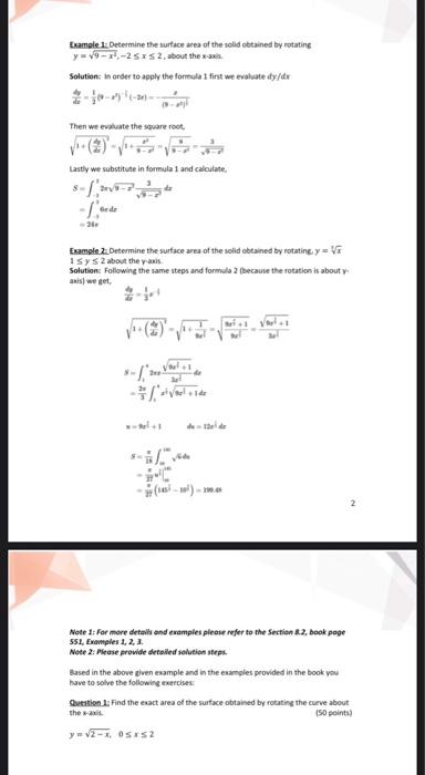 Solved Example 1: Determine the surface area of the solid | Chegg.com
