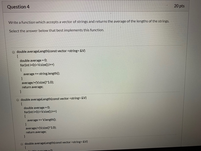 Solved Question 1 10 pts Given the function definition | Chegg.com