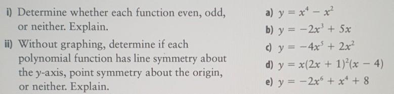 Solved i) Determine whether each function even, odd, or | Chegg.com