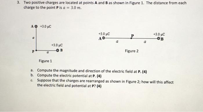 Solved 3. Two positive charges are located at points A and B | Chegg.com