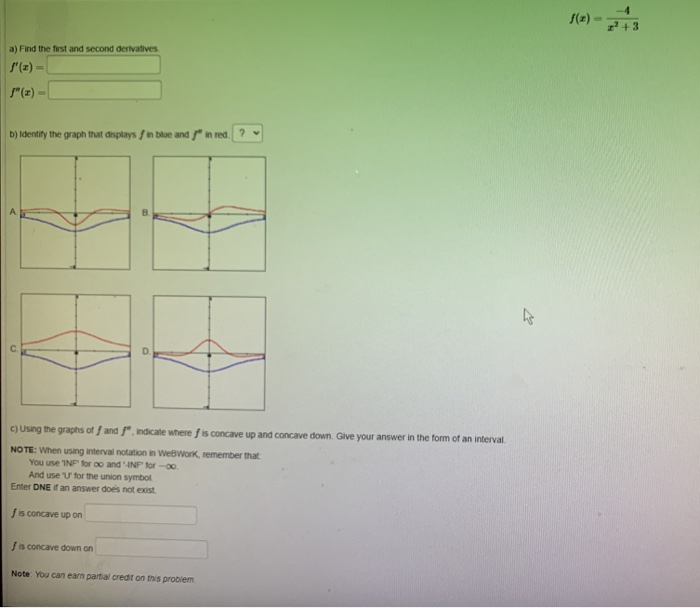 Solved (+) +3 a) Find the first and second derivatives !'() | Chegg.com