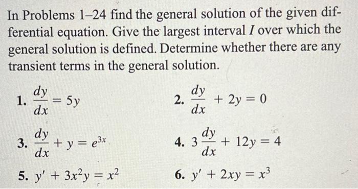 Solved In Problems 1-24 Find The General Solution Of The | Chegg.com