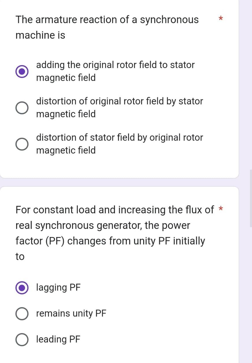 Solved The armature reaction of a synchronous machine is
