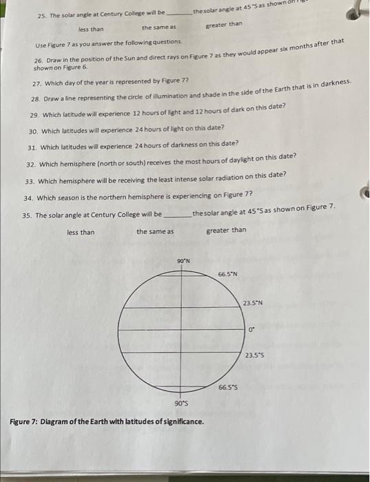 Solved 25. The solar angle at Century College will be the | Chegg.com
