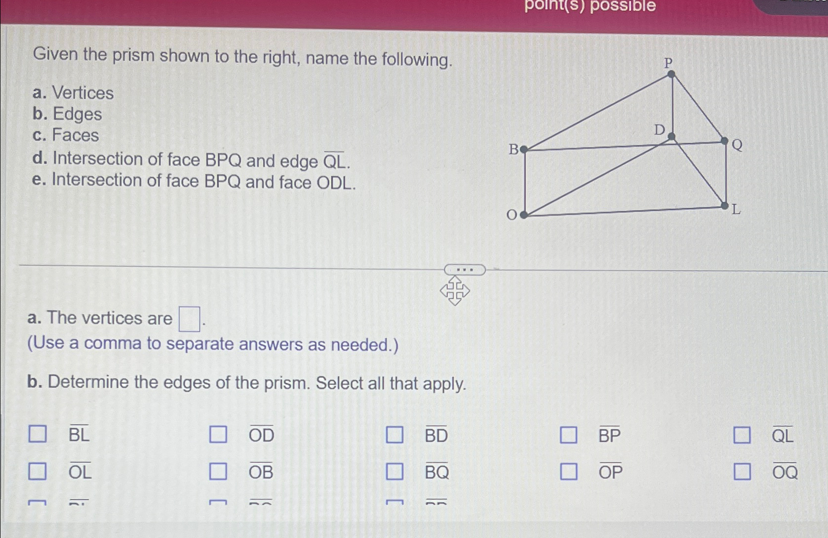 Solved Given the prism shown to the right, name the | Chegg.com