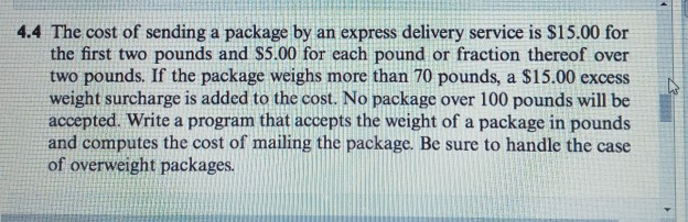 How Much Does It Cost To Send A 2lb Package Solved 4.4 The cost of sending a package by an express | Chegg.com
