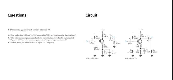 Solved The Class A Power Amplifier 1. Figure 7-42 | Chegg.com