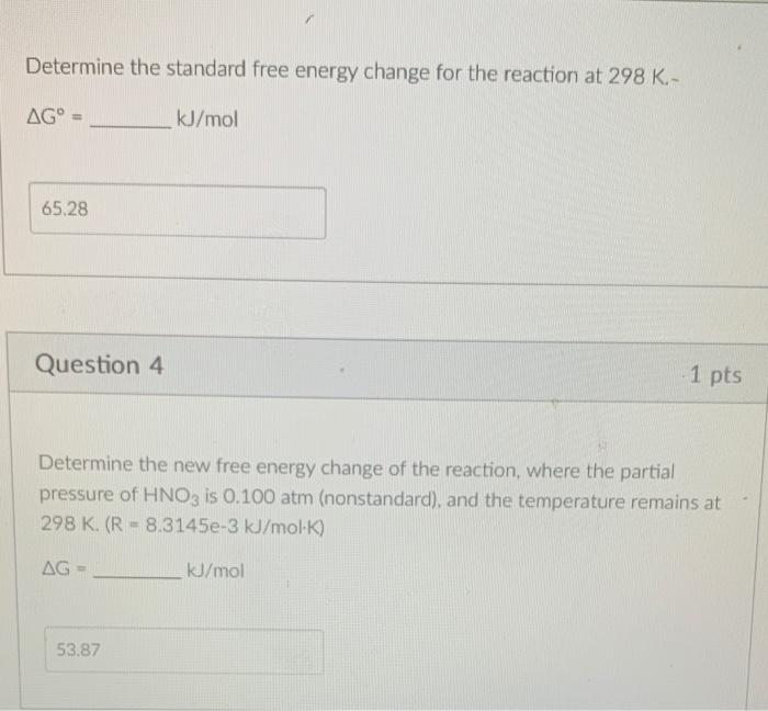 Solved Determine the standard free energy change for the | Chegg.com