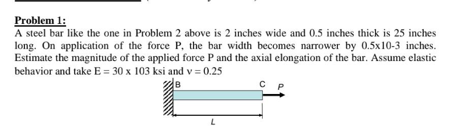 Solved Problem 1: A steel bar like the one in Problem 2 | Chegg.com